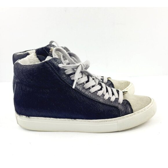 P448 John Calf Hair Lace Up High Top Sneakers Size -‎ 36 / US 6 - Picture 4 of 15